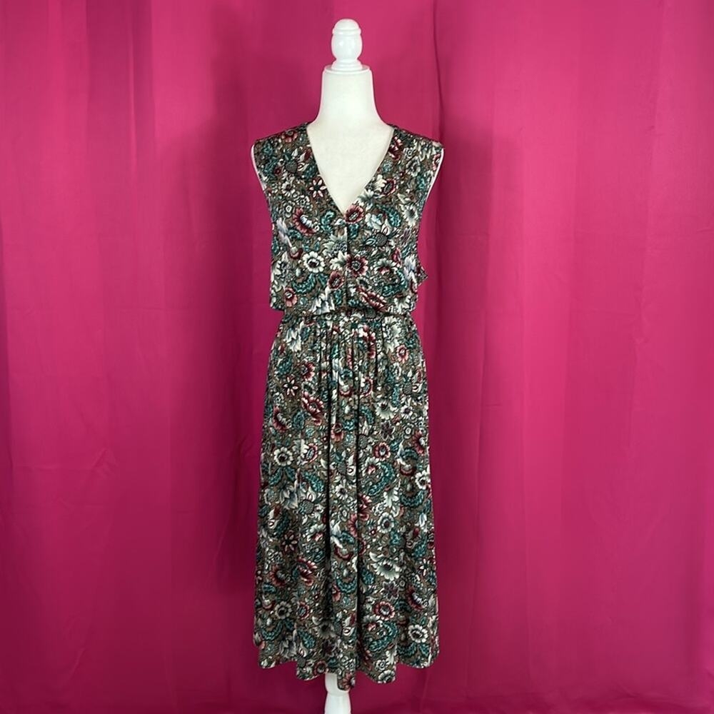 Vintage 60s 70s Ship n'‎ Shore floral print Vest and skirt suit, 14